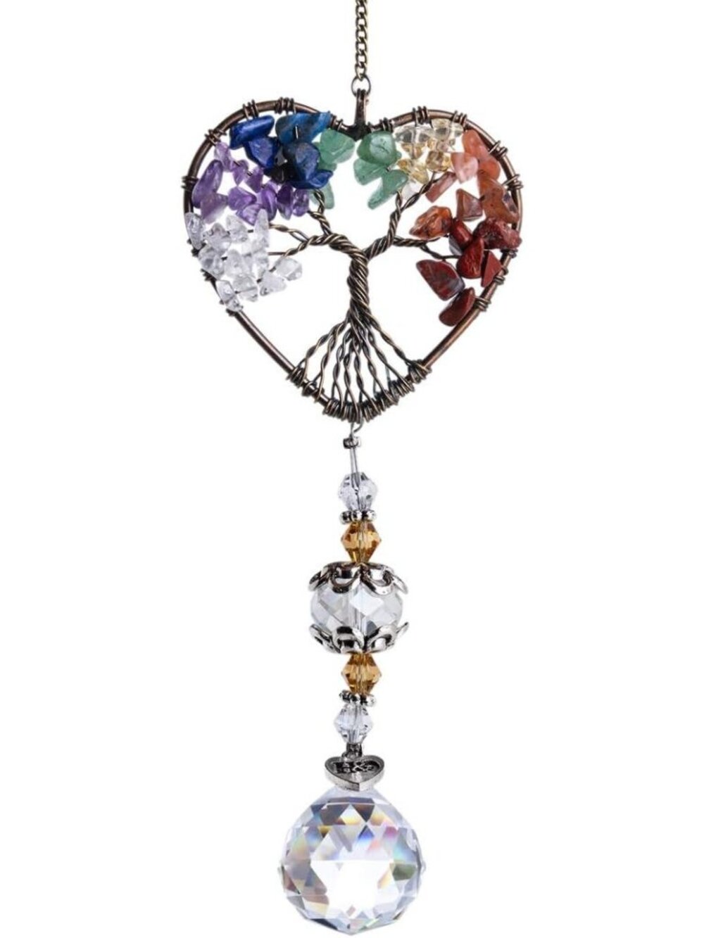 New Tree of Life Heart Crystal Ball Prism Suncatcher Pendant Decor